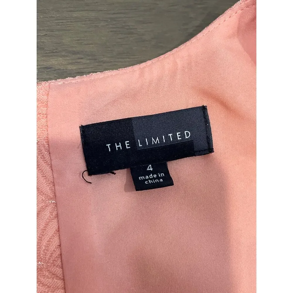 The Limited Peach Satin Thread Embroidered Sheath Dress Womens Size 4 - Picture 3 of 9